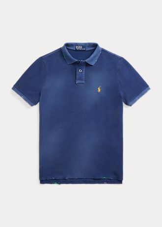 Polos Ralph Lauren de malla remendada de corte clásico para hombre en azul marino
