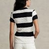 Polos Ralph Lauren de punto trenzado ajustado para mujer en color crema/negro Polos Ralph Lauren de punto trenzado ajustado para mujer en color crema/negro