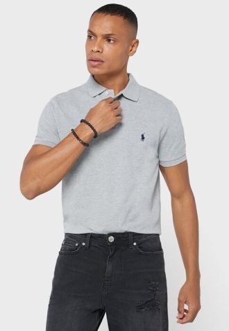 Polos Ralph Lauren Essential grises para hombre