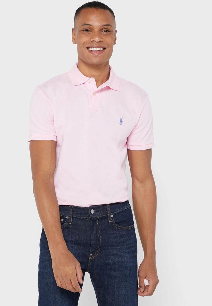 Polos Ralph Lauren Essential Slim Fit rosas para hombre
