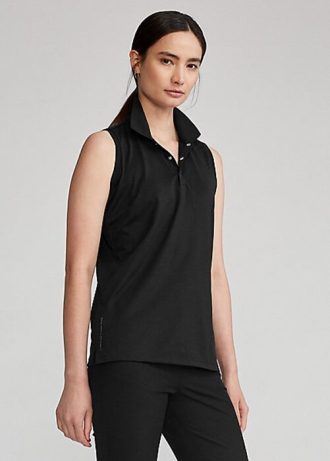 Polos sin mangas de piqué de corte clásico Ralph Lauren negros para mujer
