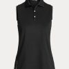 Polos sin mangas de piqué de corte clásico Ralph Lauren negros para mujer Polos sin mangas de piqué de corte clásico Ralph Lauren negros para mujer