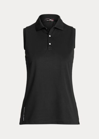 Polos sin mangas de piqué de corte clásico Ralph Lauren negros para mujer