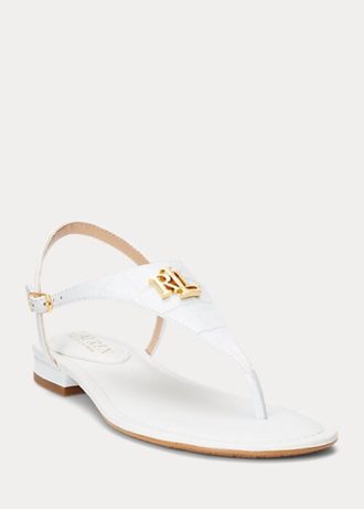 Sandalias blancas de piel con relieve Ellington de Ralph Lauren para mujer