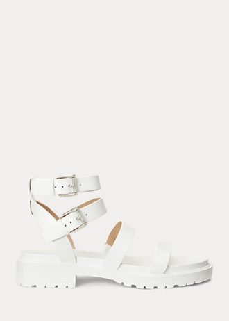 Sandalias blancas de piel napa Ralph Lauren Kayleen para mujer