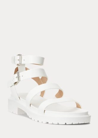 Sandalias blancas de piel napa Ralph Lauren Kayleen para mujer