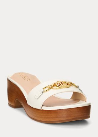 Sandalias blancas de piel napa Ralph Lauren Roxanne para mujer