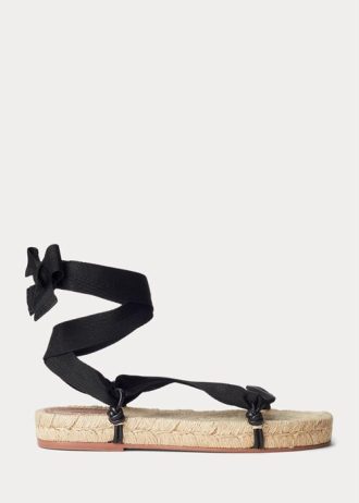 Sandalias con cordones Ralph Lauren negras para mujer