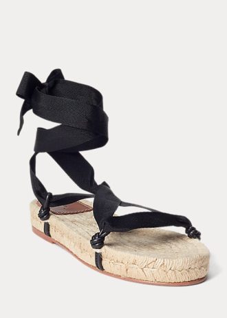 Sandalias con cordones Ralph Lauren negras para mujer