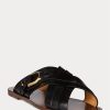 Sandalias con estribo de piel de becerro Jacie de Ralph Lauren para mujer, color negro Sandalias con estribo de piel de becerro Jacie de Ralph Lauren para mujer, color negro