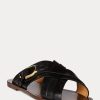 Sandalias con estribo de piel de becerro Jacie de Ralph Lauren para mujer, color negro Sandalias con estribo de piel de becerro Jacie de Ralph Lauren para mujer, color negro