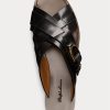 Sandalias con estribo de piel de becerro Jacie de Ralph Lauren para mujer, color negro Sandalias con estribo de piel de becerro Jacie de Ralph Lauren para mujer, color negro
