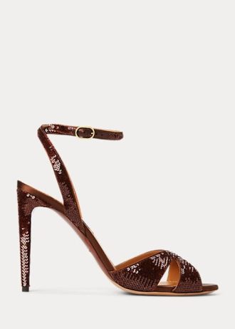 Sandalias con lentejuelas Kandice de Ralph Lauren para mujer en color marrón