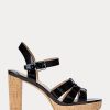 Sandalias de charol Ralph Lauren Soffia para mujer en color negro Sandalias de charol Ralph Lauren Soffia para mujer en color negro