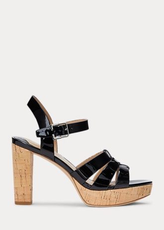 Sandalias de charol Ralph Lauren Soffia para mujer en color negro