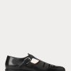 Sandalias de pescador Ralph Lauren de piel de becerro bruñida para hombre, color negro Sandalias de pescador Ralph Lauren de piel de becerro bruñida para hombre, color negro