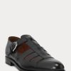 Sandalias de pescador Ralph Lauren de piel de becerro bruñida para hombre, color negro Sandalias de pescador Ralph Lauren de piel de becerro bruñida para hombre, color negro