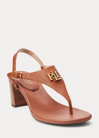 Sandalias de piel abatanada Ralph Lauren Westcott II para mujer en color marrón