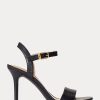 Sandalias de piel bruñida Ralph Lauren Gwen para mujer, color negro Sandalias de piel bruñida Ralph Lauren Gwen para mujer, color negro
