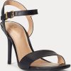 Sandalias de piel bruñida Ralph Lauren Gwen para mujer, color negro Sandalias de piel bruñida Ralph Lauren Gwen para mujer, color negro
