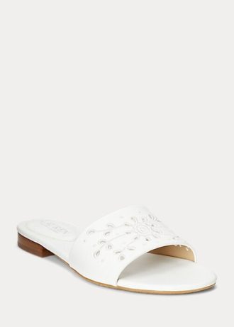 Sandalias de piel con ojales Andee de Ralph Lauren para mujer en color blanco