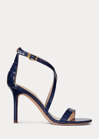 Sandalias de piel con relieve Gabriele de Ralph Lauren para mujer en color azul marino
