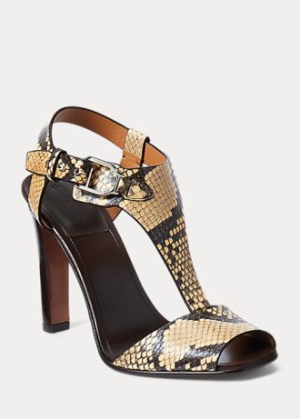 Sandalias de piel de serpiente para mujer Ralph Lauren Emilie Welington Ayers