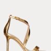 Sandalias de piel metalizada Ralph Lauren Gabriele doradas para mujer