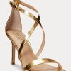 Sandalias de piel metalizada Ralph Lauren Gabriele doradas para mujer