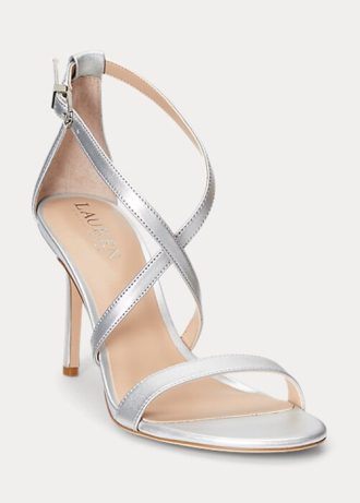 Sandalias de piel metalizada Ralph Lauren Gabriele para mujer en color plateado