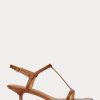 Sandalias de tacón bajo de piel de cordero Ralph Lauren para mujer en color marrón
