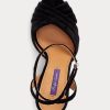 Sandalias de terciopelo Ralph Lauren Bacall II negras para mujer Sandalias de terciopelo Ralph Lauren Bacall II negras para mujer