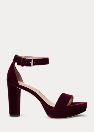 Tacones de terciopelo Ralph Lauren Sylvia para mujer en rojo oscuro