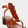 Sandalias marrones de piel de becerro bruñida Dyllon de Ralph Lauren para mujer