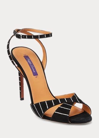 Sandalias negras de ante de cabra con adornos Kandice de Ralph Lauren para mujer