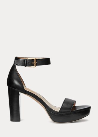 Sandalias negras de piel bruñida Sylvia de Ralph Lauren para mujer