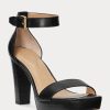 Sandalias negras de piel bruñida Sylvia de Ralph Lauren para mujer Sandalias negras de piel bruñida Sylvia de Ralph Lauren para mujer