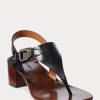 Sandalias negras de piel de becerro Julie Welington de Ralph Lauren para mujer