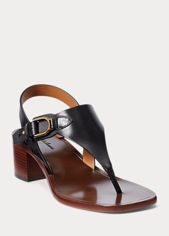 Sandalias negras de piel de becerro Julie Welington de Ralph Lauren para mujer