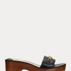 Sandalias negras de piel napa Ralph Lauren Roxanne para mujer Sandalias negras de piel napa Ralph Lauren Roxanne para mujer
