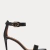 Sandalias negras Ralph Lauren Channing Welington bruñidas para mujer Sandalias negras Ralph Lauren Channing Welington bruñidas para mujer