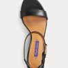 Sandalias negras Ralph Lauren Channing Welington bruñidas para mujer Sandalias negras Ralph Lauren Channing Welington bruñidas para mujer