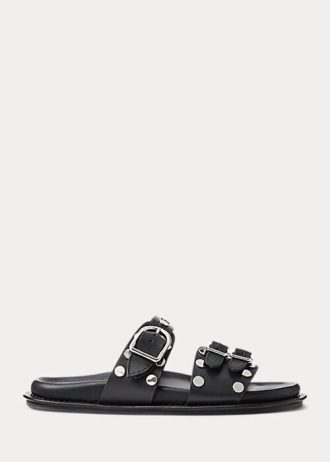 Sandalias negras Ralph Lauren Ezra de piel de cordero con tachuelas para mujer