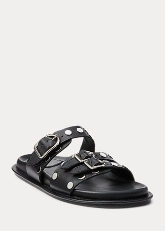 Sandalias negras Ralph Lauren Ezra de piel de cordero con tachuelas para mujer