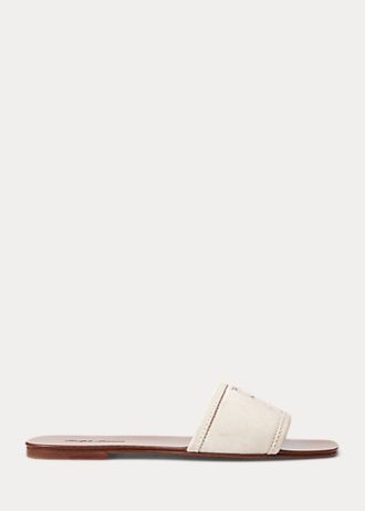 Sandalias Ralph Lauren Andela de ante de becerro color crema para mujer