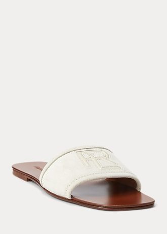Sandalias Ralph Lauren Andela de ante de becerro color crema para mujer