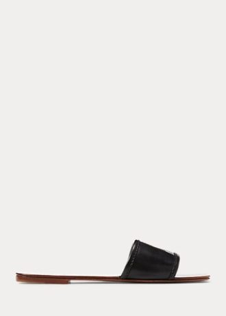 Sandalias Ralph Lauren Andela de piel de becerro bruñida para mujer, color negro