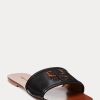 Sandalias Ralph Lauren Andela de piel de becerro bruñida para mujer, color negro Sandalias Ralph Lauren Andela de piel de becerro bruñida para mujer, color negro