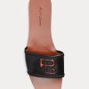 Sandalias Ralph Lauren Andela de piel de becerro bruñida para mujer, color negro Sandalias Ralph Lauren Andela de piel de becerro bruñida para mujer, color negro