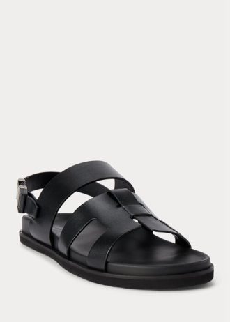 Sandalias Ralph Lauren Biorn de piel de becerro negras para hombre Sandalias Ralph Lauren Biorn de piel de becerro negras para hombre